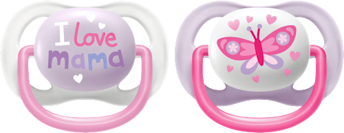 Schnuller ultra air happy Silikon, rosa/lila, 0-6 Monate, 2 St PHILIPS AVENT