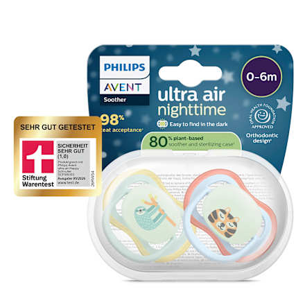 Schnuller ultra air nighttime Silikon, grün/blau, 0-6 Monate, 2 St