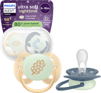 Schnuller ultra soft nighttime Silikon, beige/blau, 6-18 Monate, 2 St