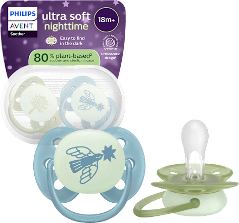 Schnuller ultra soft nighttime Silikon, grün/blau, ab 18 Monaten, 2 St