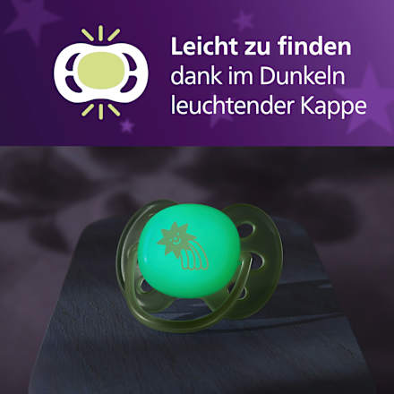 Schnuller ultra soft nighttime Silikon, türkis/grün, 0-6 Monate, 2 St
