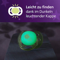 Schnuller ultra soft nighttime Silikon, türkis/grün, 0-6 Monate, 2 St