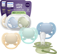 Schnuller ultra soft Silikon, beige/mint + grün/blau, 0-6 Monate, 4 St