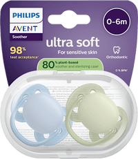Schnuller ultra soft Silikon, blau/grün, 0-6 Monate, 2 St