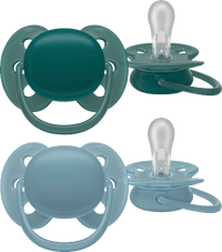 Fopspeen ultrazacht siliconen, groen/blauw, vanaf 18 maanden, 2 stuks