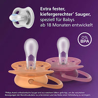 Fopspeen ultrazacht siliconen, roze/abrikoos, vanaf 18 maanden, 2 stuks