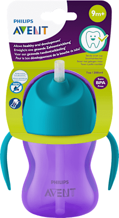 Trinkhalmbecher mit Griffen lila, ab 9. Monat, 200 ml, 1 St