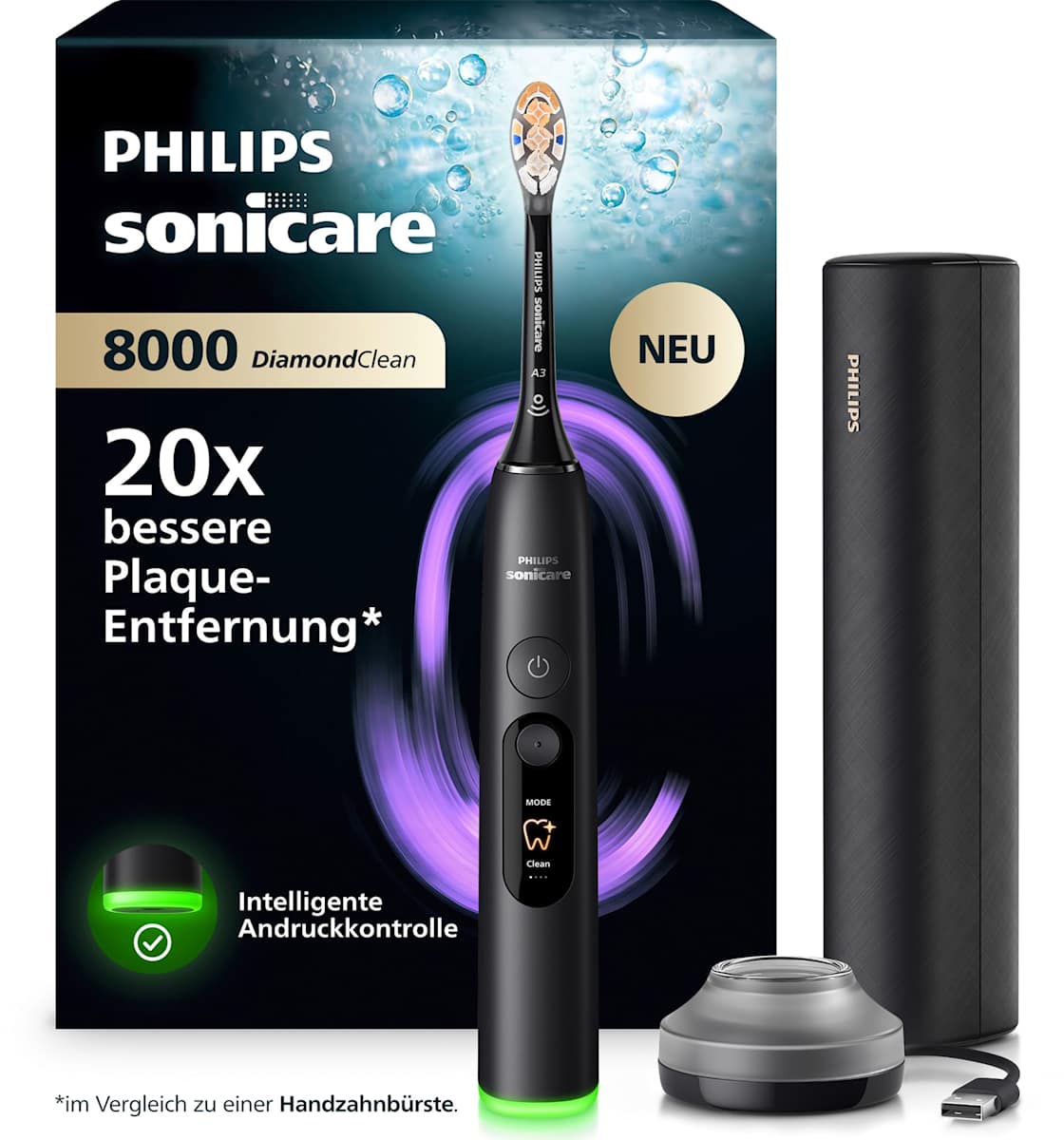 Philips Sonicare Schallzahnbürste Diamond Clean 8000 schwarz, 1 St
