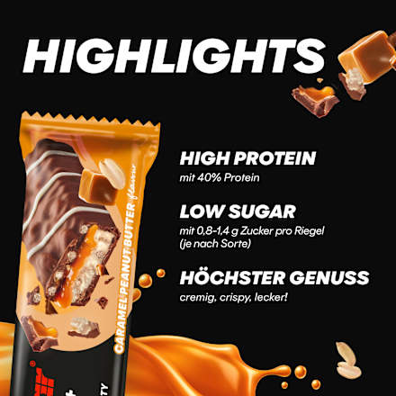 Proteinriegel, 40% Protein+ Crisp, Caramel Peanutbutter Geschmack, 40 g