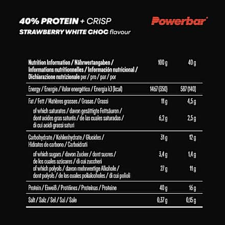 Proteinriegel, 40% Protein+, Strawberry White Choc Geschmack, 40 g
