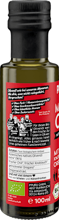 Extra vierge olijfolie "Mammas Chili" met chili, knoflook en oregano, 100 ml