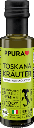 Extra vierge olijfolie "Toscaanse kruiden" met rozemarijn, peterselie en tijm, 100 ml