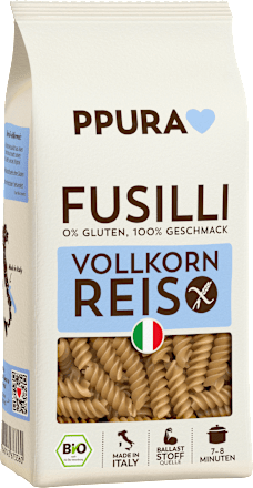 Nudeln, Fusilli aus Vollkornreis, glutenfrei, 400 g