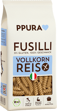 Nudeln, Fusilli aus Vollkornreis, glutenfrei, 400 g