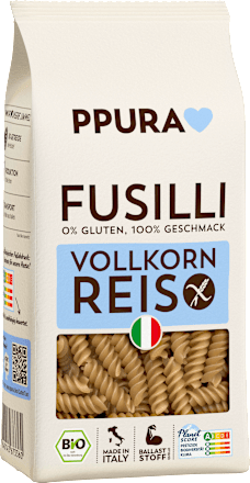 Nudeln, Fusilli aus Vollkornreis, glutenfrei, 400 g