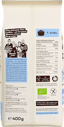 Nudeln, Fusilli aus Vollkornreis, glutenfrei, 400 g