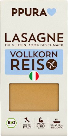 Nudeln, Lasagne aus Vollkornreis, glutenfrei, 250 g