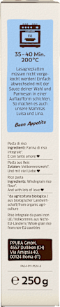 Nudeln, Lasagne aus Vollkornreis, glutenfrei, 250 g