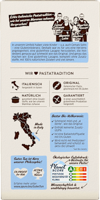 Nudeln, Lasagne aus Vollkornreis, glutenfrei, 250 g