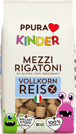 PPURA Nudeln, Rigatoni Vollkornreis für Kinder, glutenfrei, 400 g