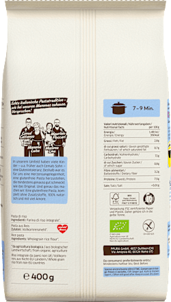 Nudeln, Rigatoni Vollkornreis für Kinder, glutenfrei, 400 g