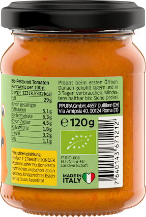Pesto, Rosso mild für Kinder, 120 g