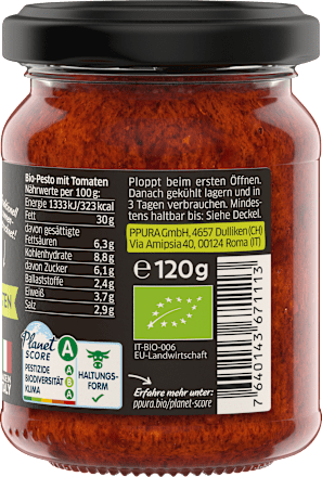 Pesto, Rosso mit 35 % getrocknete Tomaten, 120 g