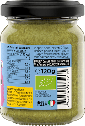 Pesto, milde groene pesto voor kinderen, 120 g