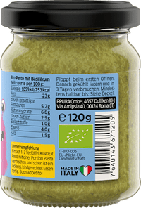 Pesto, milde groene pesto voor kinderen, 120 g