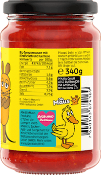Tomatensauce, Bolognese mit Rindfleisch für Kinder, 340 g