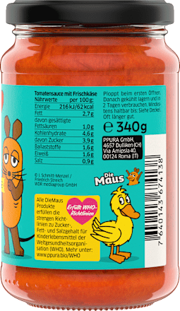 Tomatensauce mit cremigem Frischkäse für Kinder, 340 g