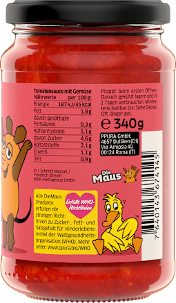 Tomatensauce mit Gemüse für Kinder, 340 g