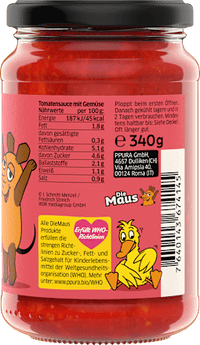 Tomatensauce mit Gemüse für Kinder, 340 g