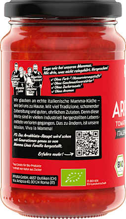 Tomatensoße, Arrabbiata, fruchtige Tomaten & Chili, 340 g