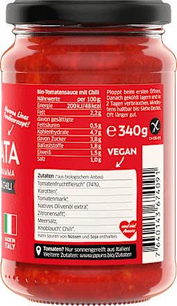 Tomatensoße, Arrabbiata, fruchtige Tomaten & Chili, 340 g
