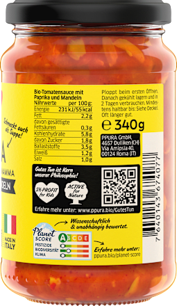 Tomatensaus, paprika, gele paprika &amp; amandelen, 340 g