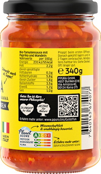 Tomatensaus, paprika, gele paprika &amp; amandelen, 340 g