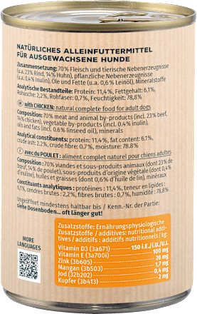 Nat hondenvoer kip, 400 g