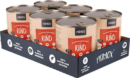 Nassfutter Hund mit Rind, Multipack (6x800 g), 4,8 kg
