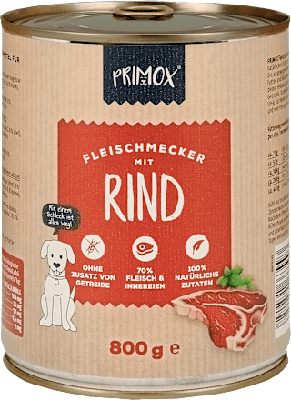 Nassfutter Hund mit Rind, Multipack (6x800 g), 4,8 kg