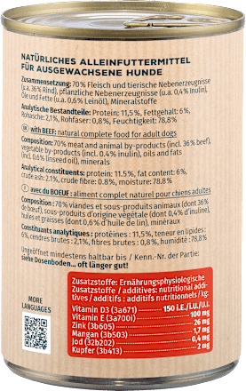 Nat hondenvoer rundvlees, 400 g