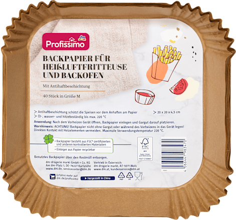 Backpapier für Heißluftfritteuse und Backofen Gr. M, 40 St