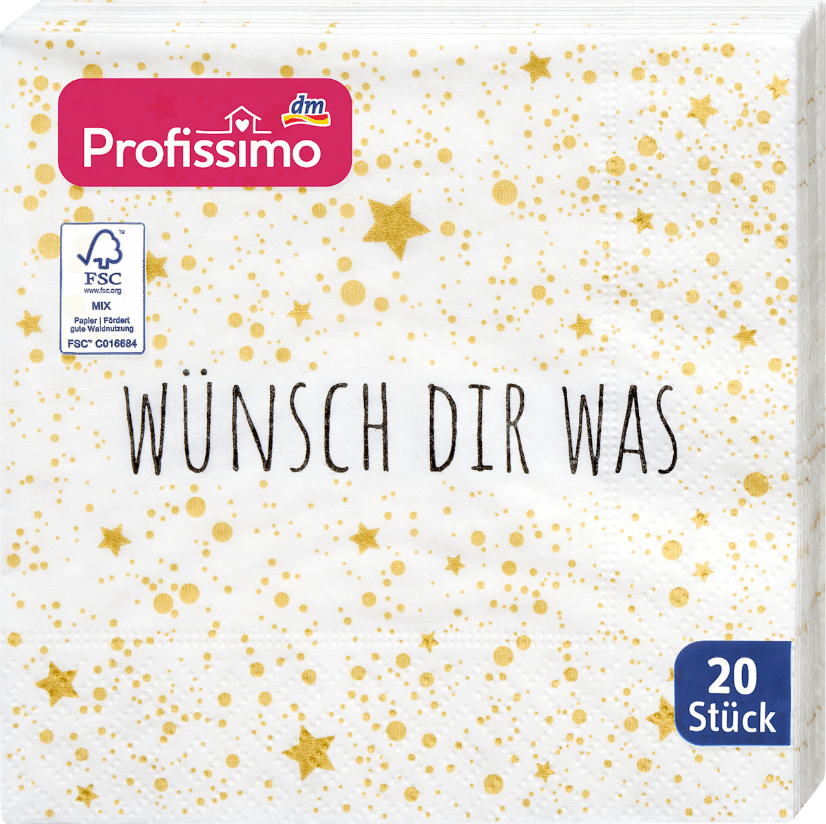 Profissimo Cocktailserviette Wünsch dir was 25x25cm, 20 St