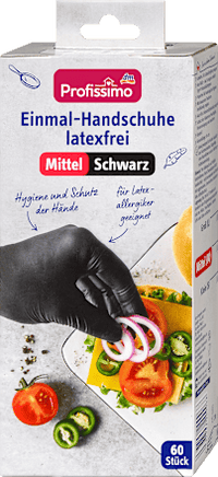 Wegwerphandschoenen latexvrij zwart medium, 60 stuks