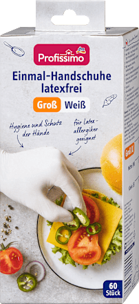 Wegwerphandschoenen latexvrij wit groot, 60 stuks