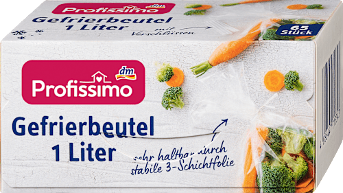 Diepvrieszakjes 1 l met sluiting, 65 stuks