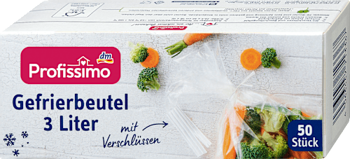 Diepvrieszakjes 3 l met sluiting, 50 stuks