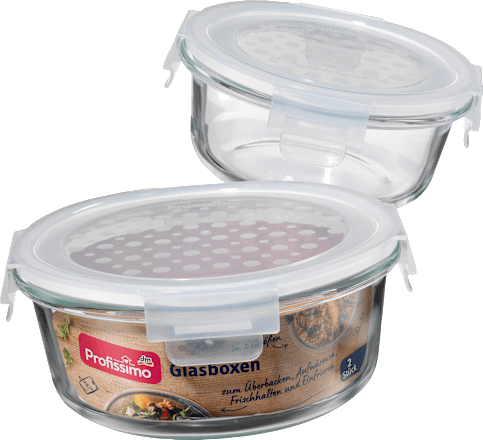 Glazen dozenset rond, 2 stuks