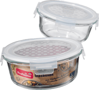 Glazen dozenset rond, 2 stuks