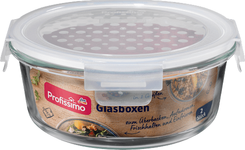 Glazen dozenset rond, 2 stuks